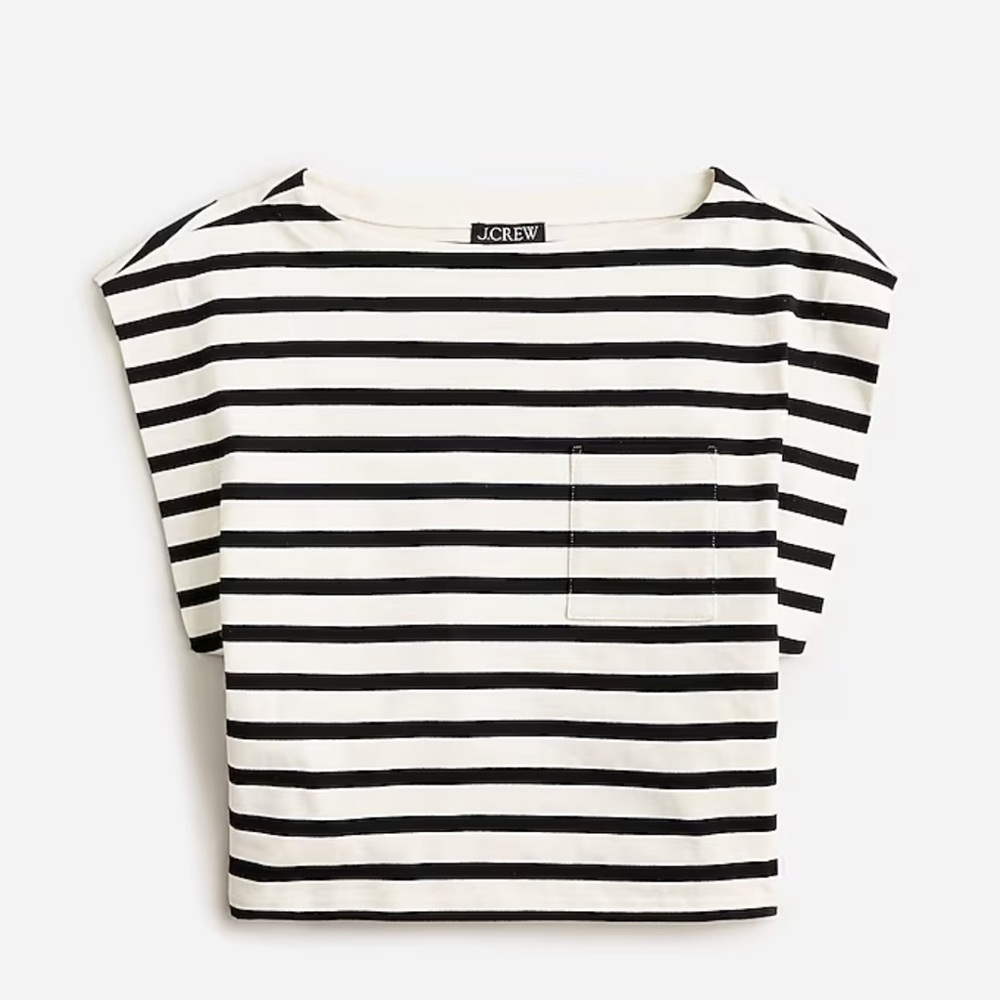 NWT J Crew Boatneck muscle T-shirt in stripe mariner cotton